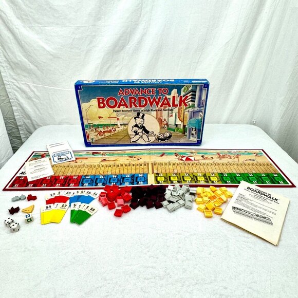 Vintage 1985 Advance To Boardwalk Board Game Parker Brothers 100% Complete - Picture 1 of 11